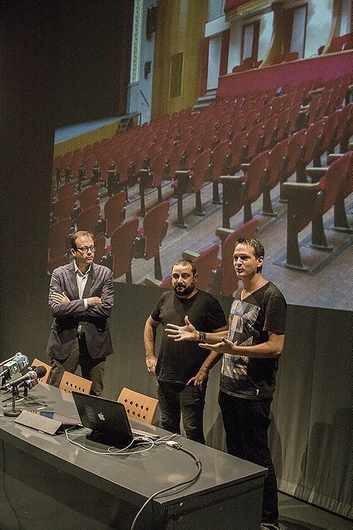 L'alcalde acompanyat de Xavier Brfufau i Marc Marzenit