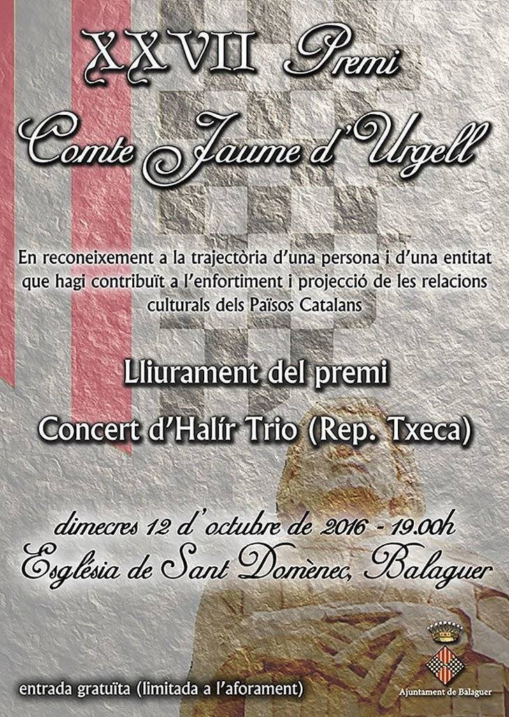 Premis Jaume d'Urgell Cartell texte cartell