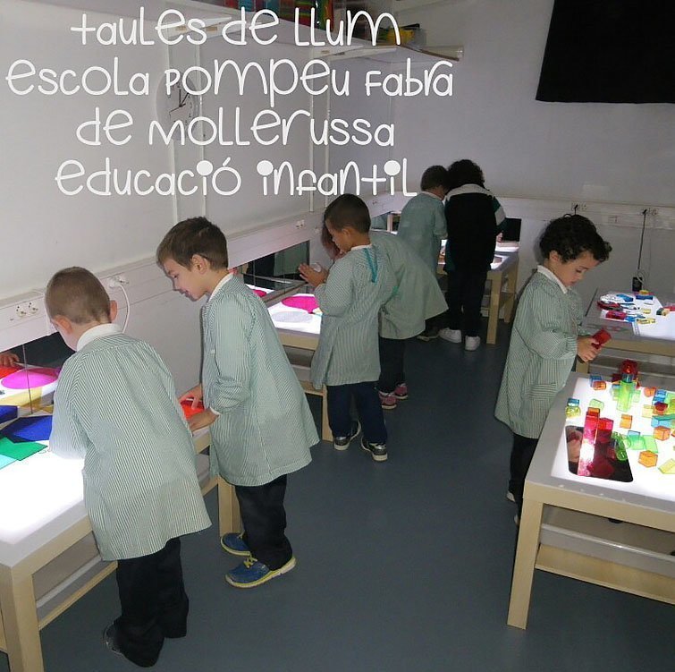 Activitats dels alumnes en l'aula de les taules de llum Pompeu Fabra