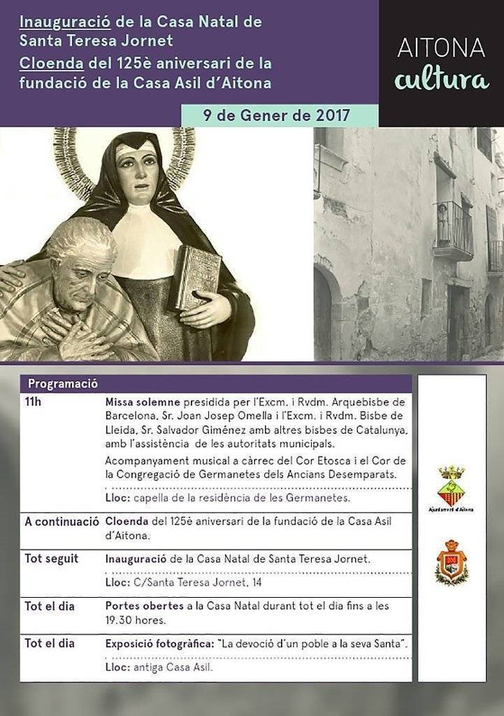 Cartell inauguració Casa Natal Teresa Jornet interior