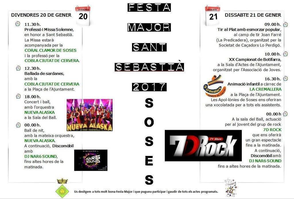 Festa Major de Soses en honor a Sant Sebastià Cartell