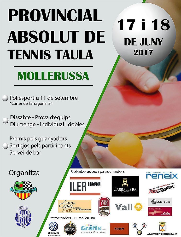 CTT Mollerussa. Nota de premsa- Mollerussa acull el millor del tennis taula lleidatà Cartell texte