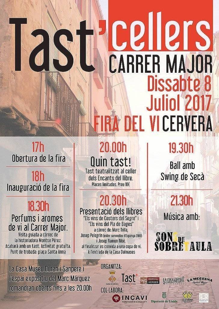 Tast Cellers, la 2a Fira del Vi de Cervera CARTELL texte