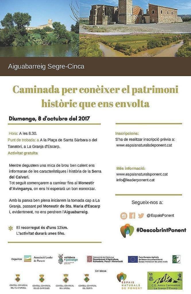 Espais Naturals de Ponent-  caminada Aiguabarreig Segre-Cinca cartell texte