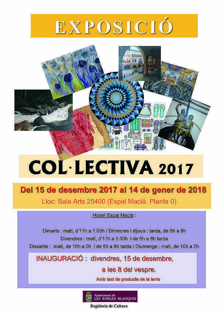 Cartell Exposició Col·lectiva 2017 a la Sala Arts25400 de les Borges texte
