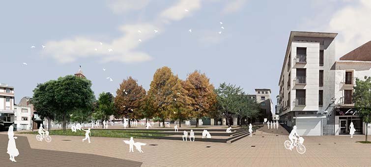 Imatge virtual de la plaça de l'Ajuntament de Mollerussa