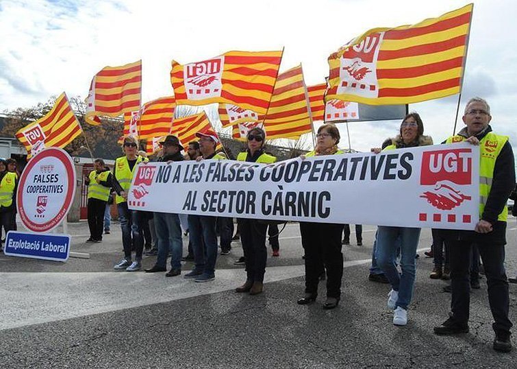Mobilitzacions del sindicat UGT en contra de les falses cooperatives interior