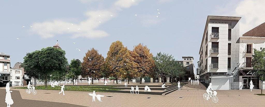 Imatge virtual de la plaça de l'Ajuntament de Mollerussa