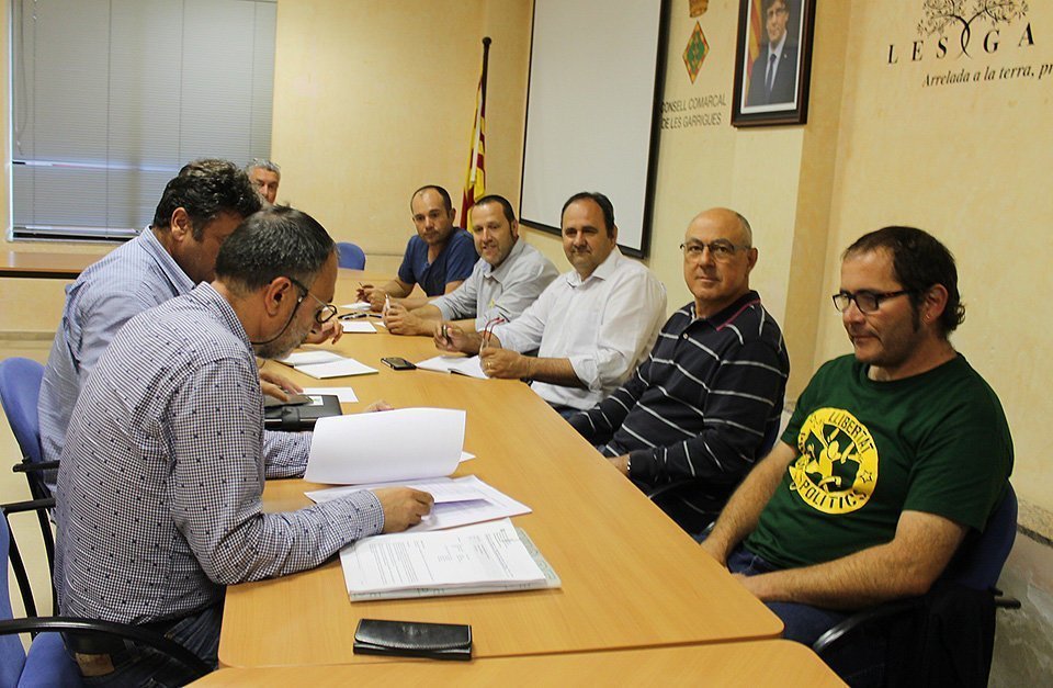 Representants del Consell Comarcal de les Garrigues, d'UP i JARC