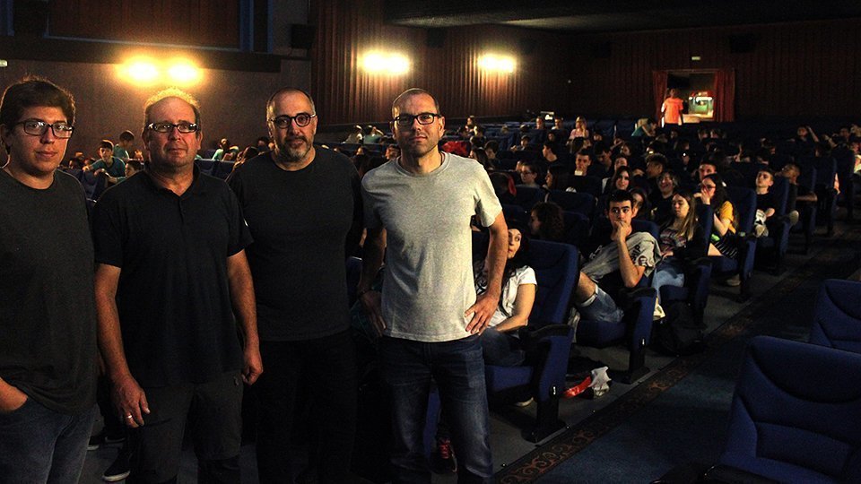 Daniel Agudo, i els responsables de Galacticat en l'acte inaugural interior