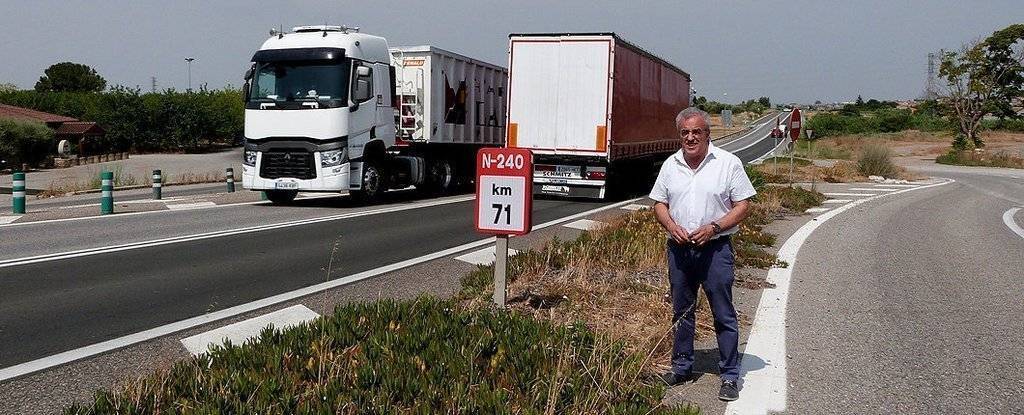Enric Mir al punt quilòmetric 71, un dels trams més conflictius de l'N-240