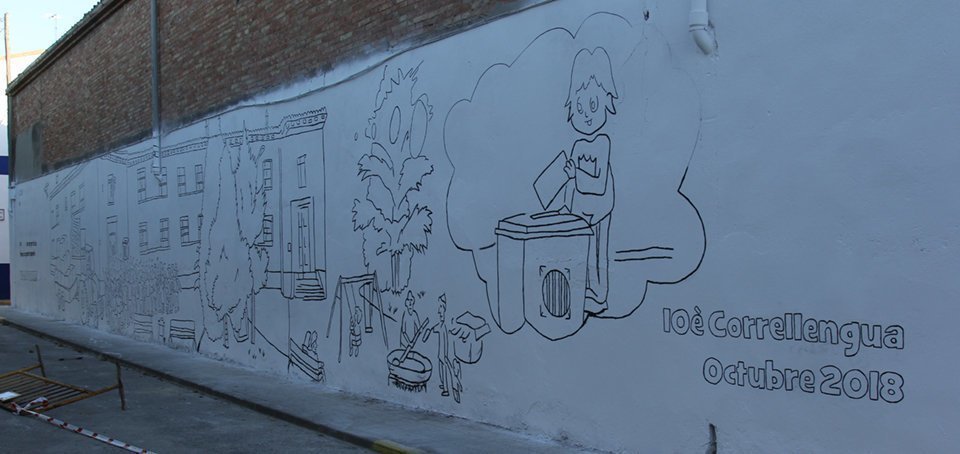 El mural de la plaça 1 d'octubre al Palau d'Anglesola