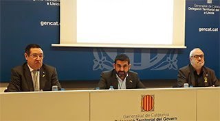 Chakir el Homrani, Ramon Farré, i Joan Santacana en la presentació a Lleida