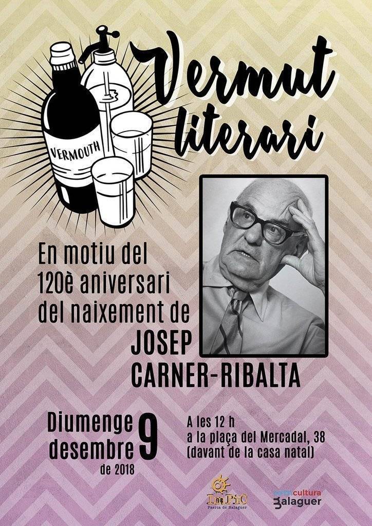 Cartell del vermut literari dedicat a Josep Carner-Ribalta de Balaguer