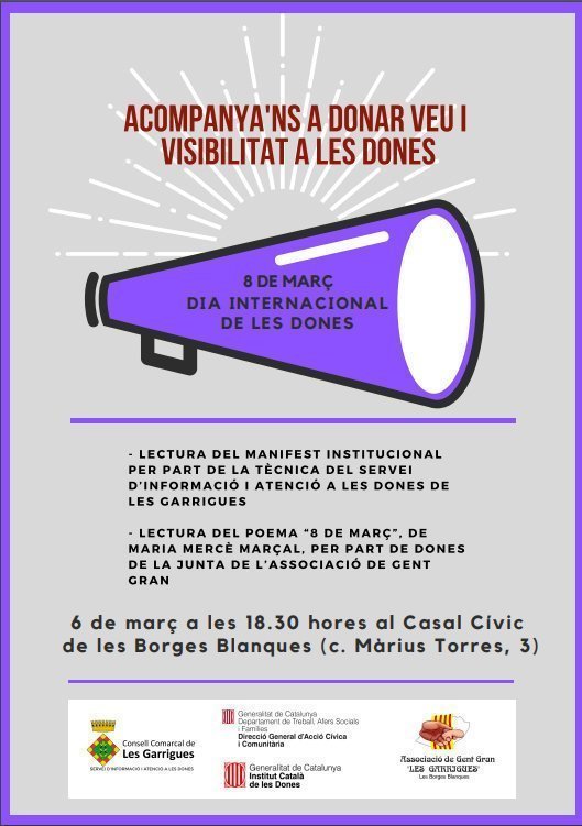 Cartell Dia Internacional de les Dones Borges Blanques Garrigues