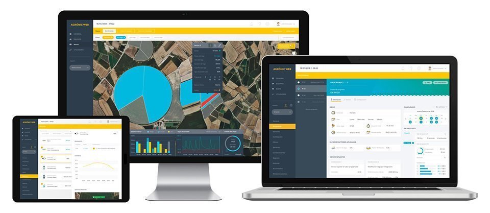 Agrónic Web de control en diferents dispositius