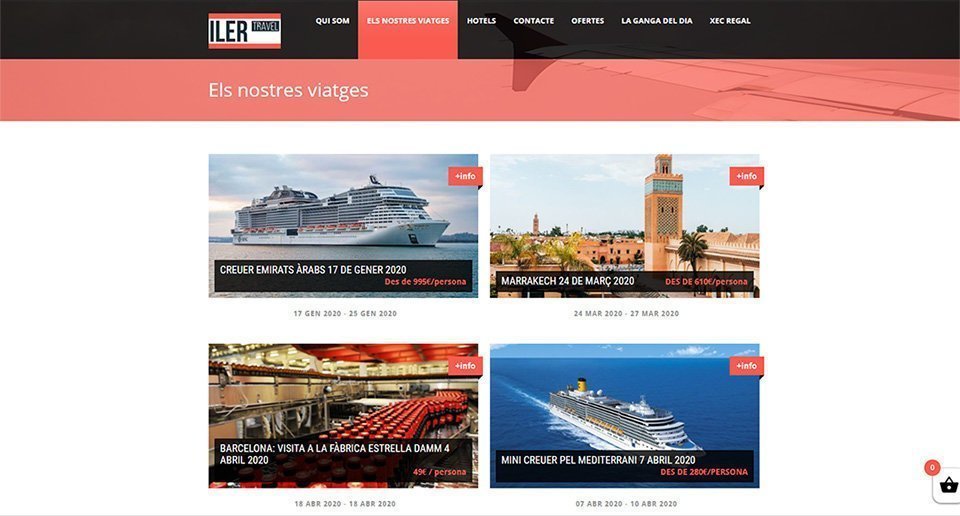 Imatge del nou Web de l'agència ILERTRAVEL