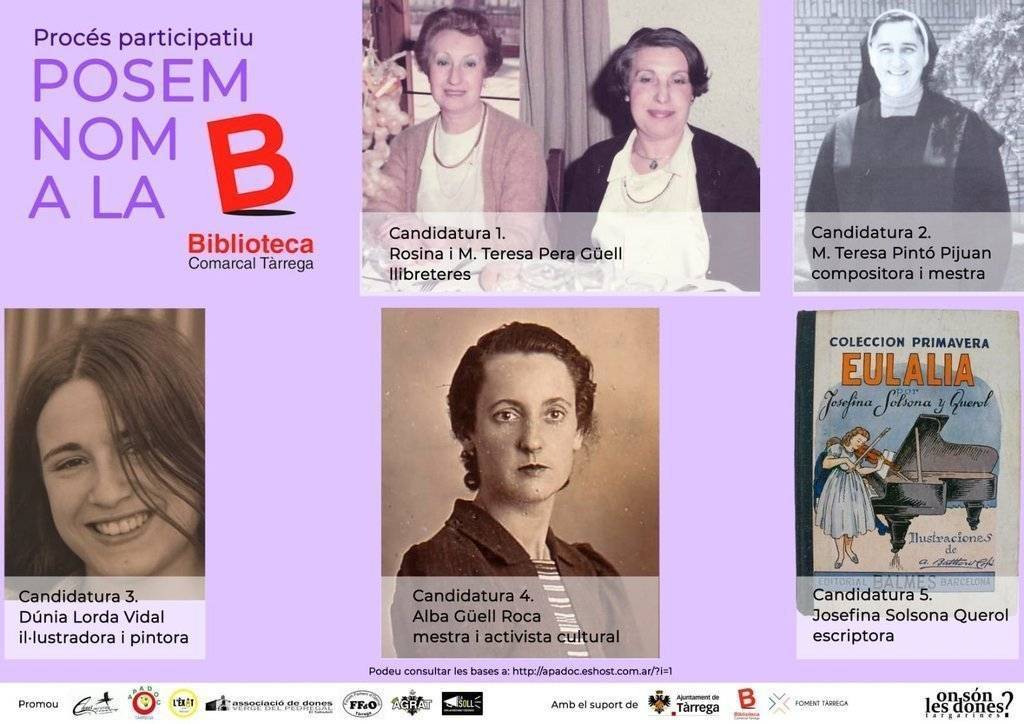 Les cinc candidatures del procés participatiu 'Posem Nom a la Biblioteca'