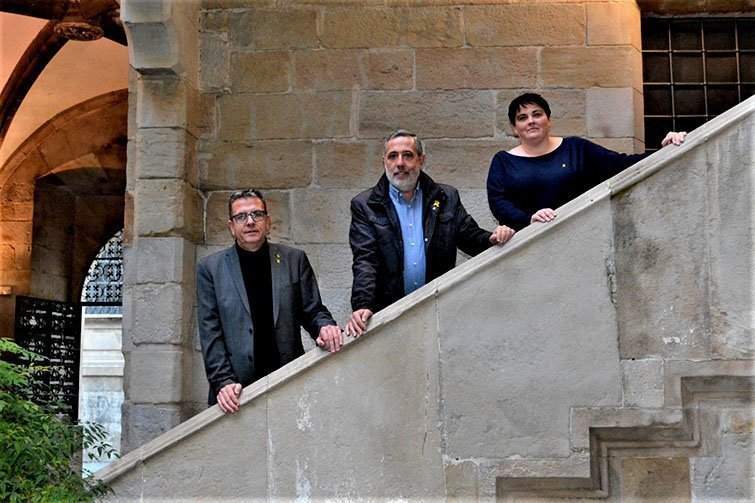 El director de l'IEI, Joan Josep Ardanuy amb Joan Talarn, i Estefania Rufach
