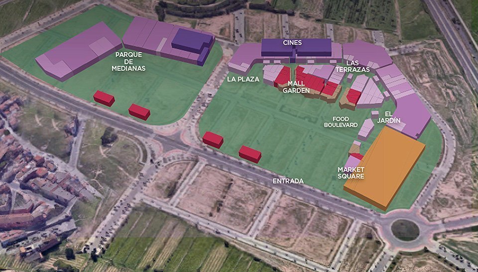 Recreació virtual de com serà el futur parc comercial i d'oci Go Lleida. (Horitzontal)