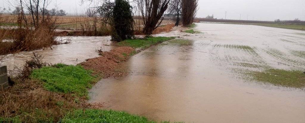 Efectes del desbordament del riu Corb en el terme del Poal