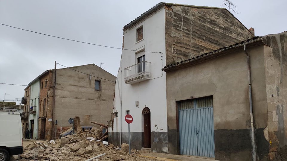 Imatge de l'habitatge ensorrat al Palau d'Anglesola