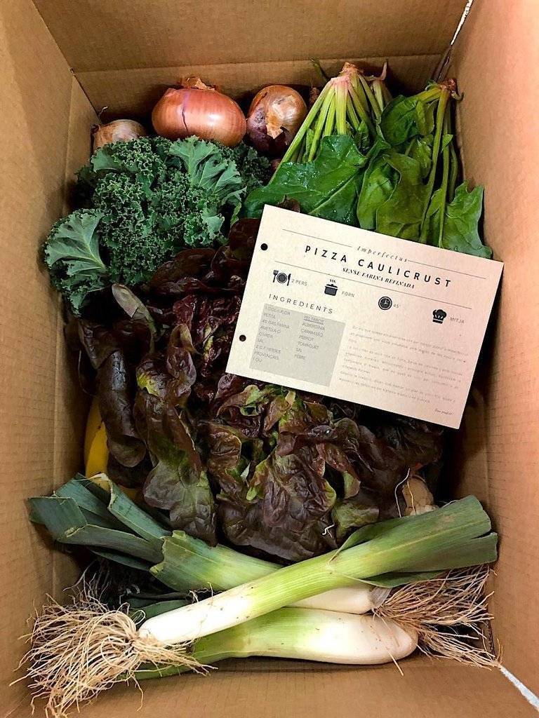 Una de les caixes d'Imperfectus amb una recepta culinària al seu interior-1