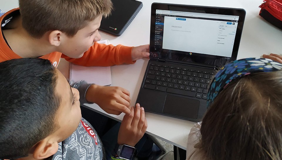 Els alumnes de cinquè de l'escola Mestre Ignasi Peraire en el projecte web (2)