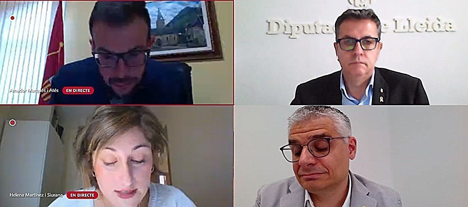 Captura de pantalla del Ple de la Diputació de Lleida, celebrat el 18 de juny del 2020, durant la lectura de les dues declaracions institucionals. (Horitzontal)
