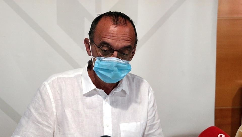 Miquel Pueyo, durant la reunió telemàtica amb altres alcaldes de ciutats de l'Estat