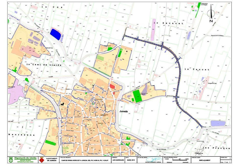 Planol del projecte del Cami de Ronda de Juneda - còpia