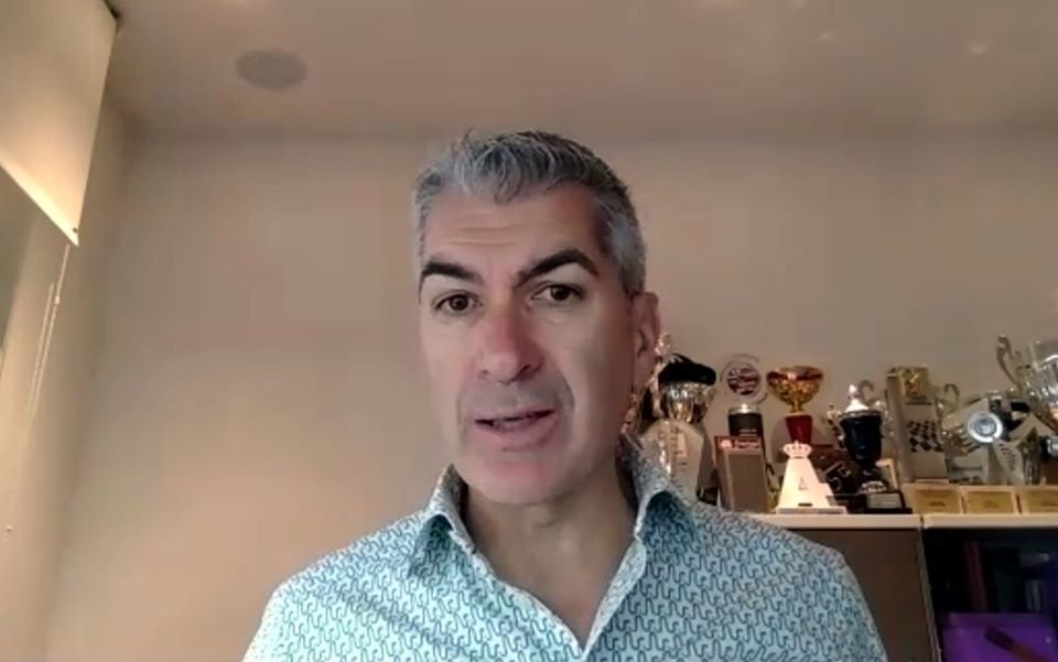 Pla mitjà del director general del Grup Pons, Eduard Pons, durant una entrevista telemàtica amb l'ACN, el 4 de novembre del 2020. (Horitzontal) -  Salvador Miret