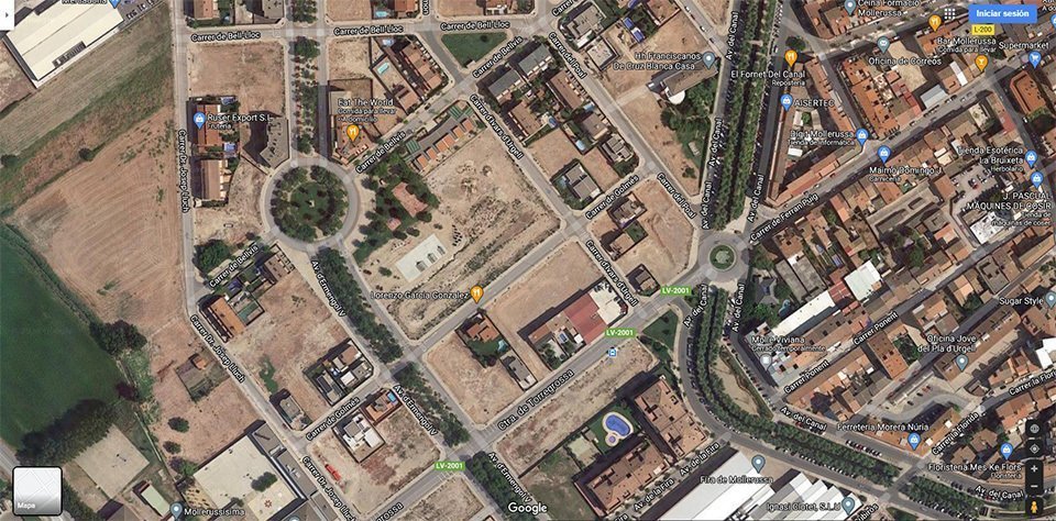 Les parcel·les al carrer Golmés de Mollerussa @googlemaps