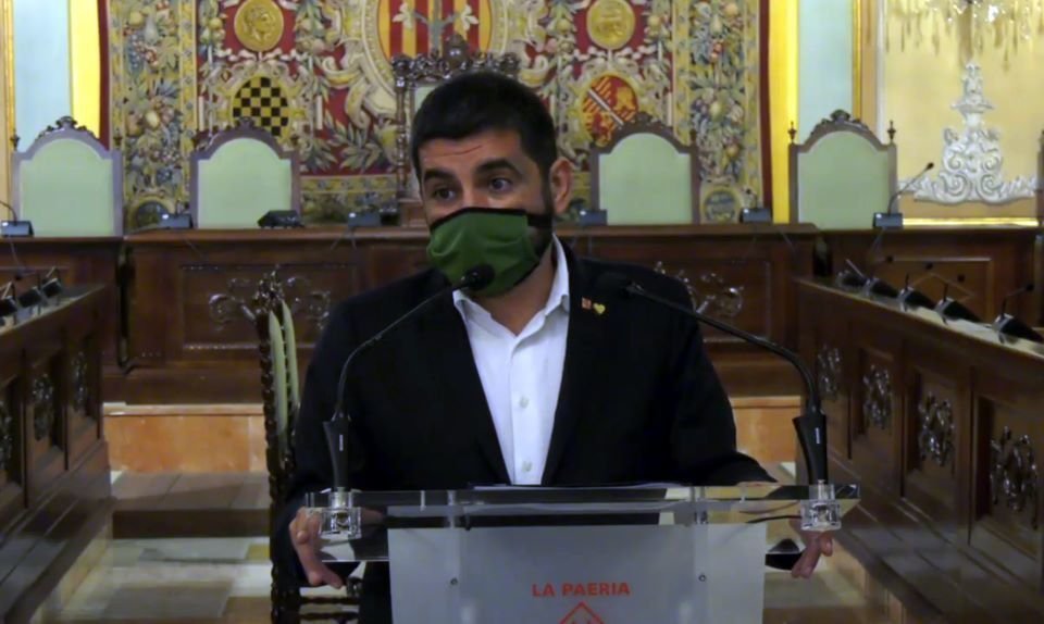 Captura de pantalla del conseller de Treball, Afers Socials i Famílies, Chakir el Homrani, durant la roda de premsa a la Paeria de Lleida - Paeria de Lleida