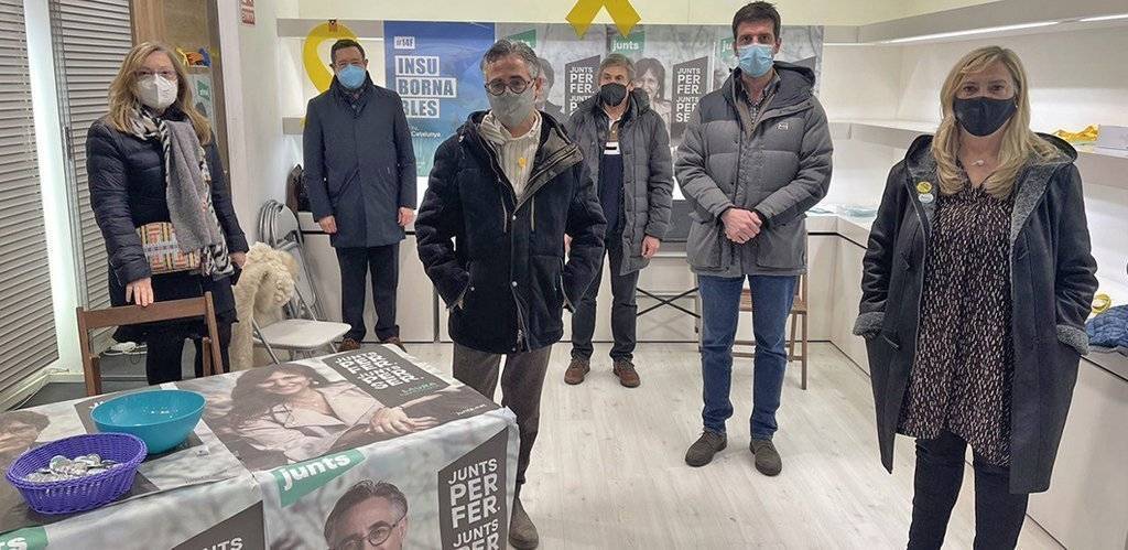 Tremosa i una representació de Junts guanyadors de les eleccions a Lleida