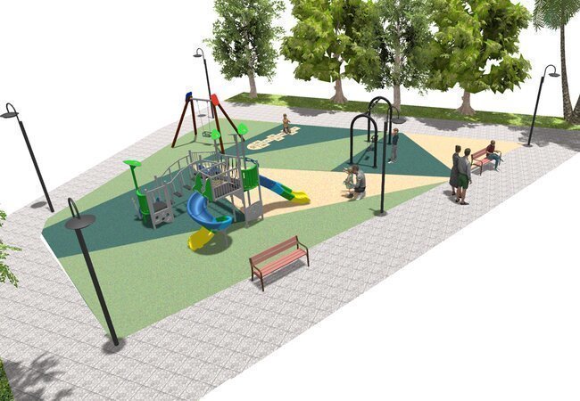 Recreació 3D de la remodelació del parc del Terrall