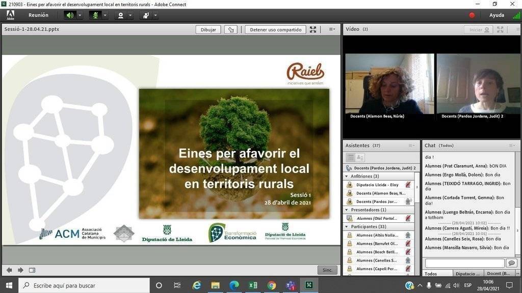 Captura del curs Eines per al desenvolupament rural Diputació de Lleida.