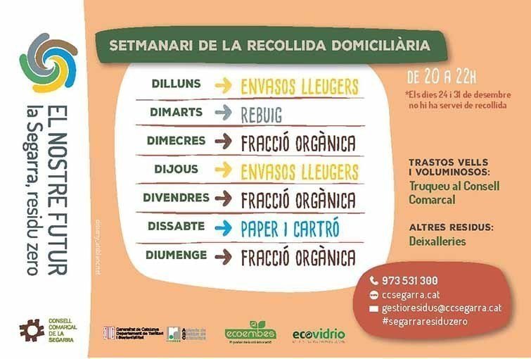 Calendari de la recollida a la Segarra