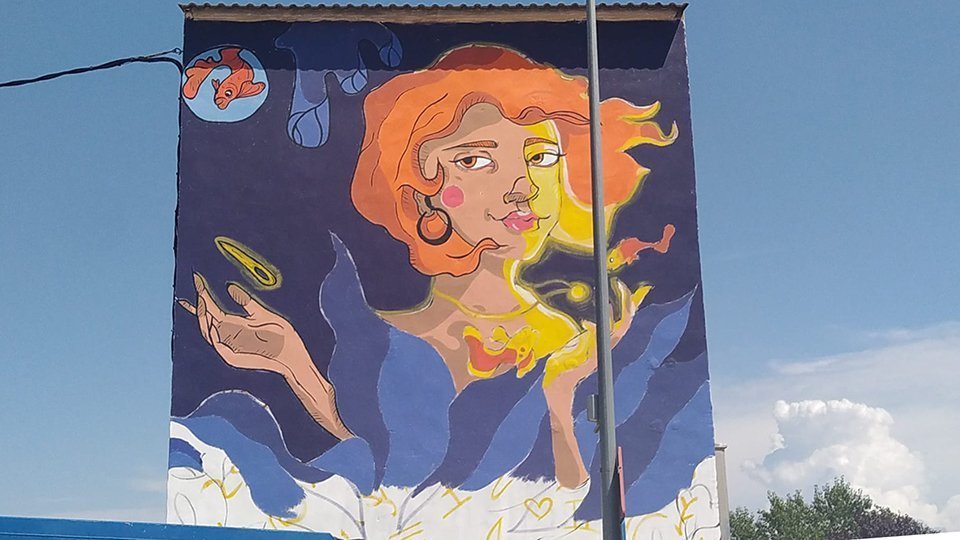 Carme Maria Martin el mural del Parc del Canal de Sidamon @JosepA.Pérez