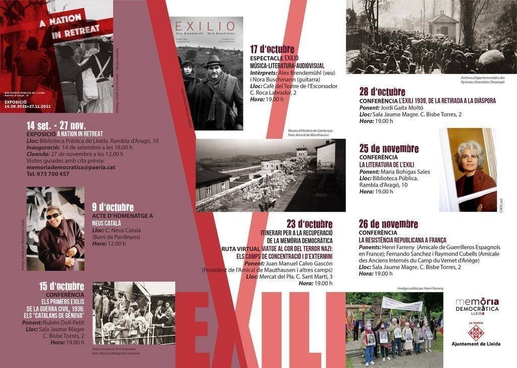 Programa de les activitats d''Exili', de Memòria Democràtica, de l'Ajuntament de Lleida.