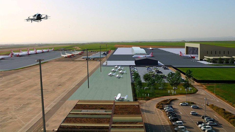 Imatge virtual de les ampliacions de l'aeroport de Lleida-Alguaire