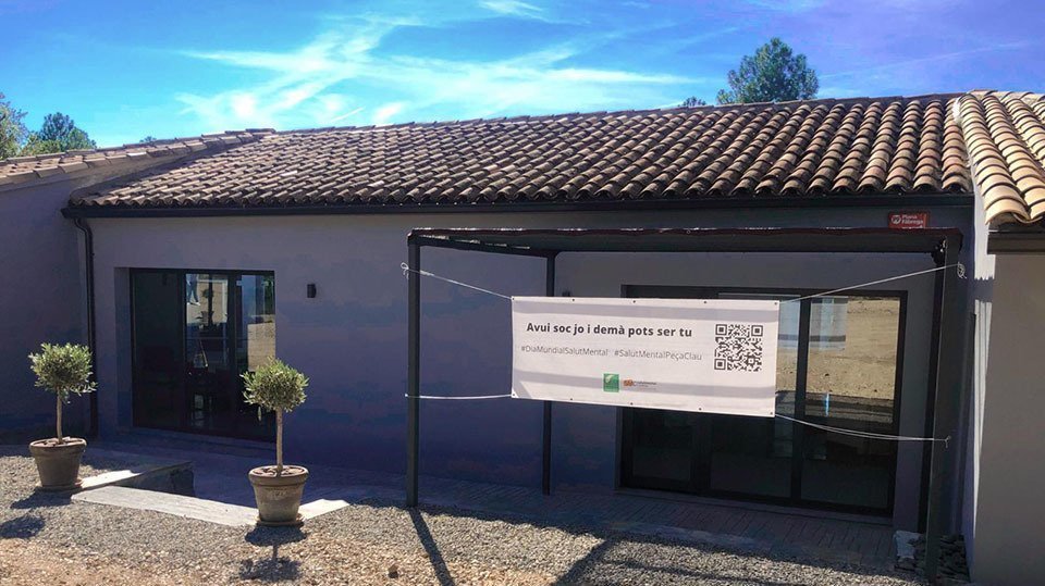 Pancarta a Solsona en la campanya de Salut Mental