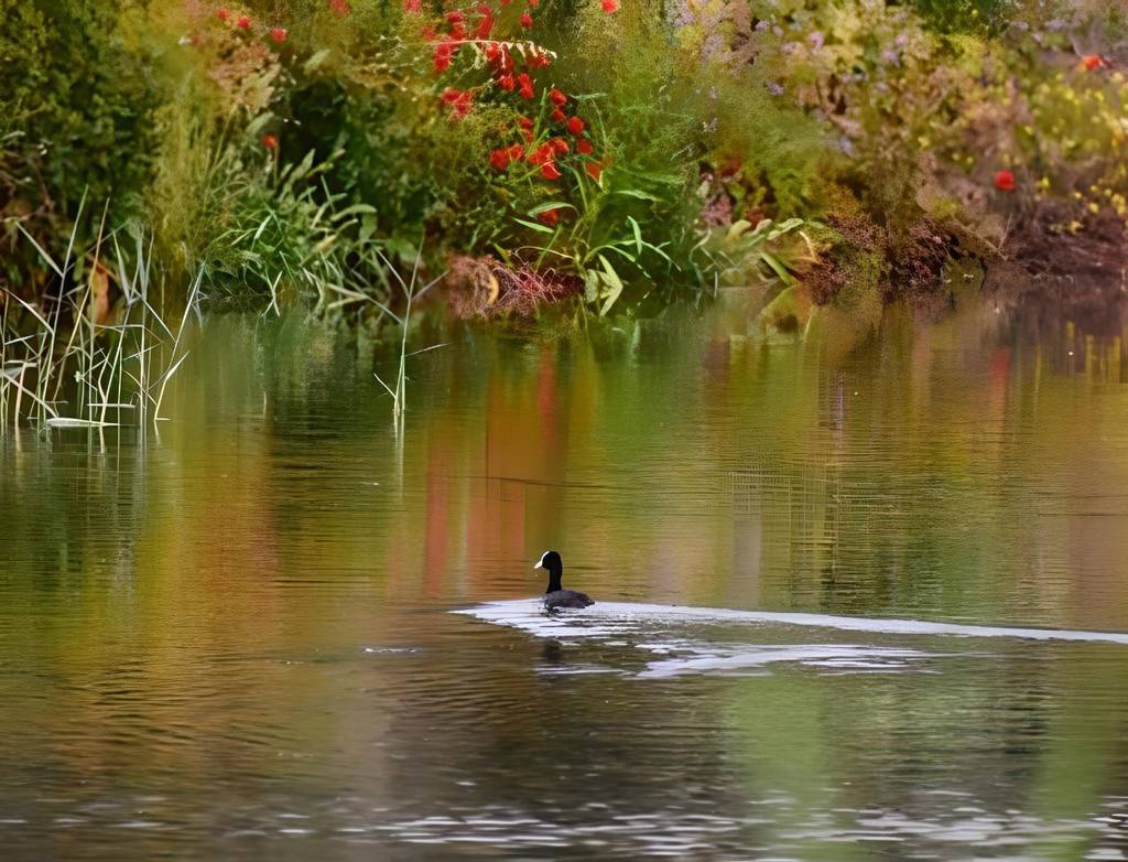 Alta resolució - Un ànec al pantà de l'Alimentador (foto de Maria Teresa Areny Aiguabella)