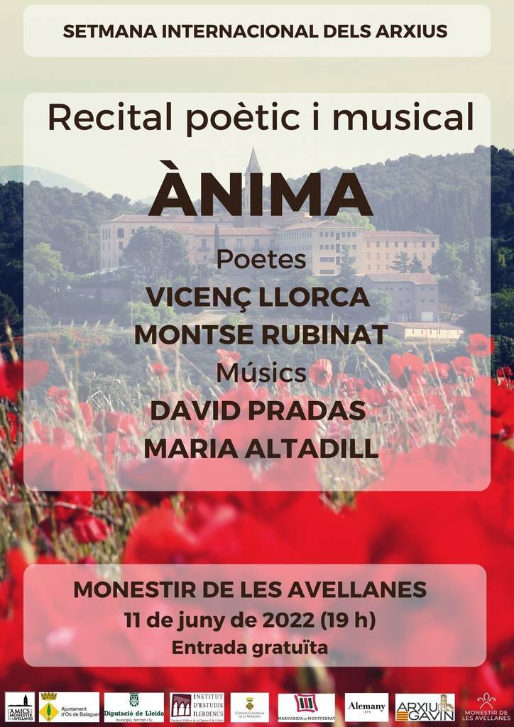 Cartell del Primer Recital poètic i musical 'Ànima' al Monestir de les Avellanes ©Monestir de les Avellanes