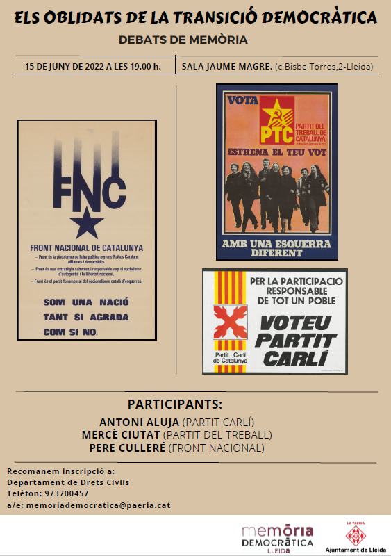 Cartell de la xerrada 'Els oblidats de la Transició Democràtica'