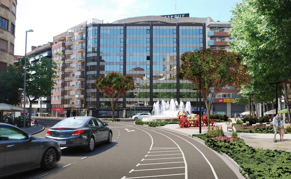 Imatge virtual de la Rambla d'Aragó i la plaça Catalunya de Lleida ©AjLleida