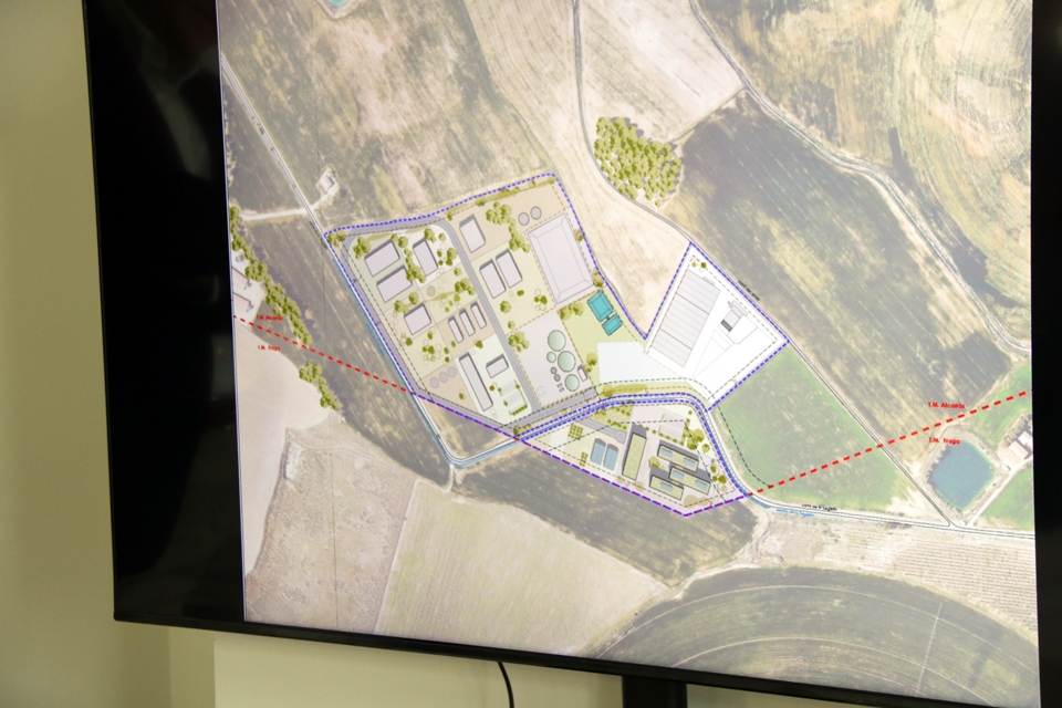 Mapa de la planta per assajar i produir productes a partir de proteïna vegetal que s'instal·larà al costat de la planta de compostatge d'Alcarràs Bioproductors - Foto: Anna Berga