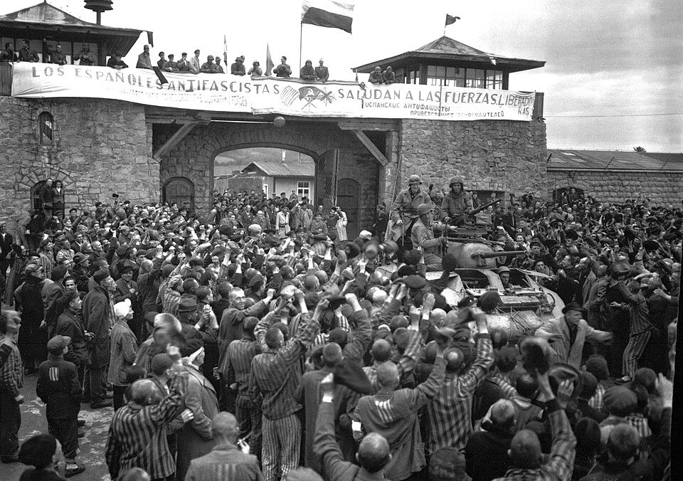 Imatge de l'alliberament del camp de Mauthausen. Foto Memorial Democràtic